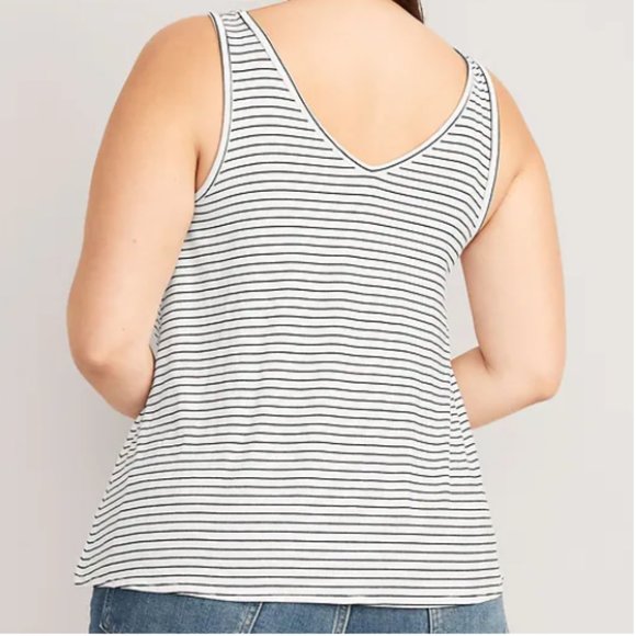 Bran New Old Navy Luxe V-Neck Sleeveless Striped T-Shirt - Picture 2 of 5